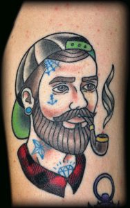 Barbie Blue - Green Skull Tattoo